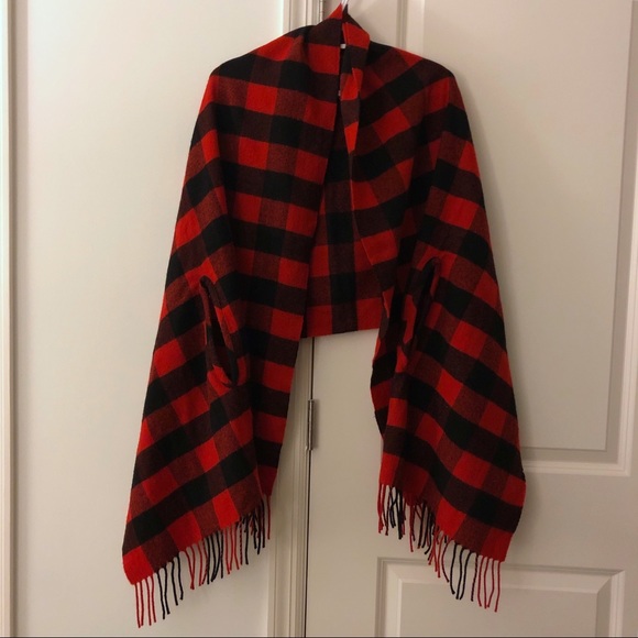 Madewell Red Cape Scarf In Buffalo Check - Picture 8 of 8